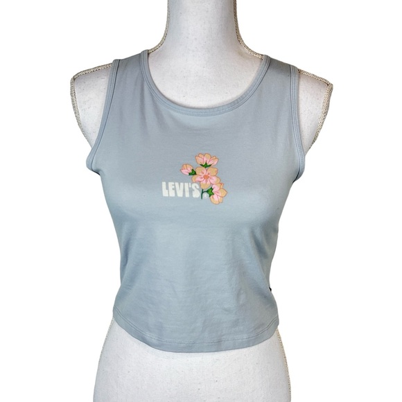 Levi’s Women’s Classic Cotton Cropped 90s Hipster Floral Print Tank Size Small - Picture 2 of 9